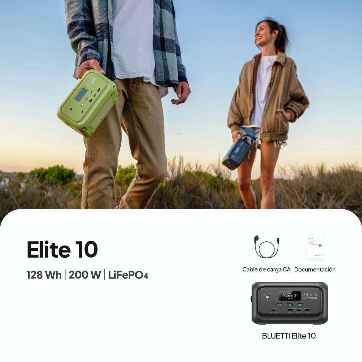 BLUETTI Elite 10 + 60W, 128Wh tragbare Powerstation für Wander- & Wochenendtrips 6/8