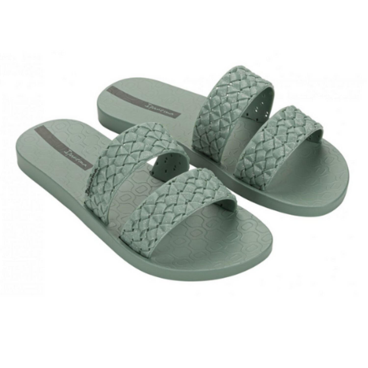 Ipanema Renda II Damen-Flip-Flops, grüne geflochtene Riemen 5/7