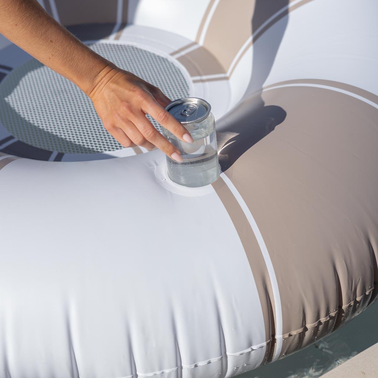 Flamingueo Bouée Gonflable Avec Filet PVC Donut Beige 3/7