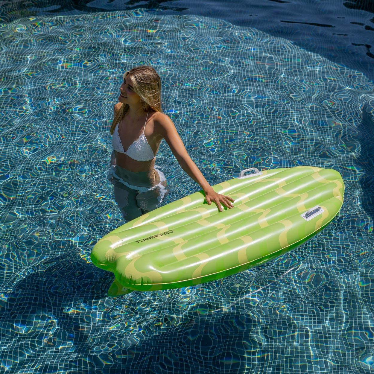 Flamingueo Bouee Piscine Surf Matelas Gonflable PVC Vert 3/7