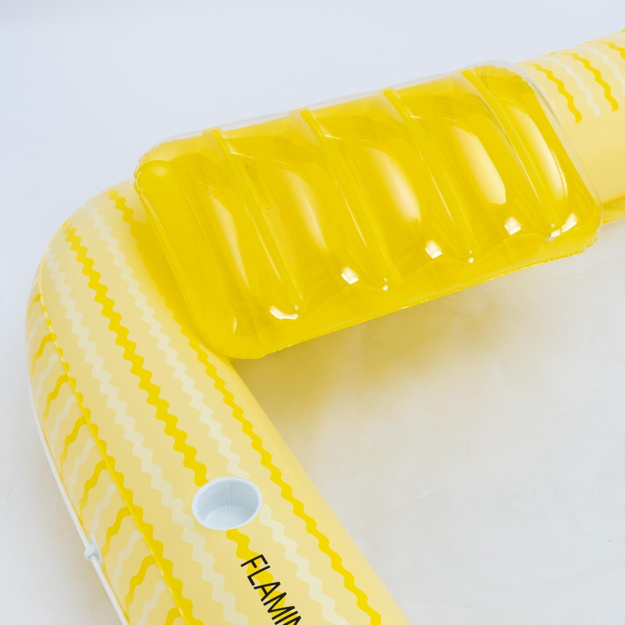 Flamingueo Colchoneta Hinchable Doble PVC Con Rejilla Amarillo 2/5