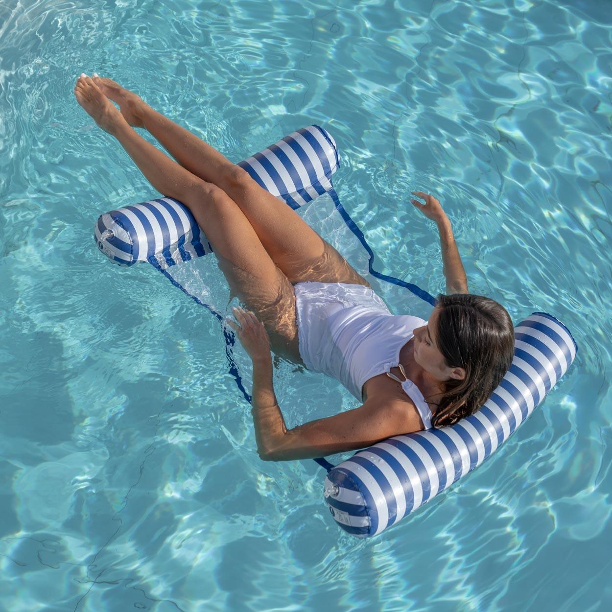 Flamingueo Colchoneta piscina hamaca pvc azul 2/5