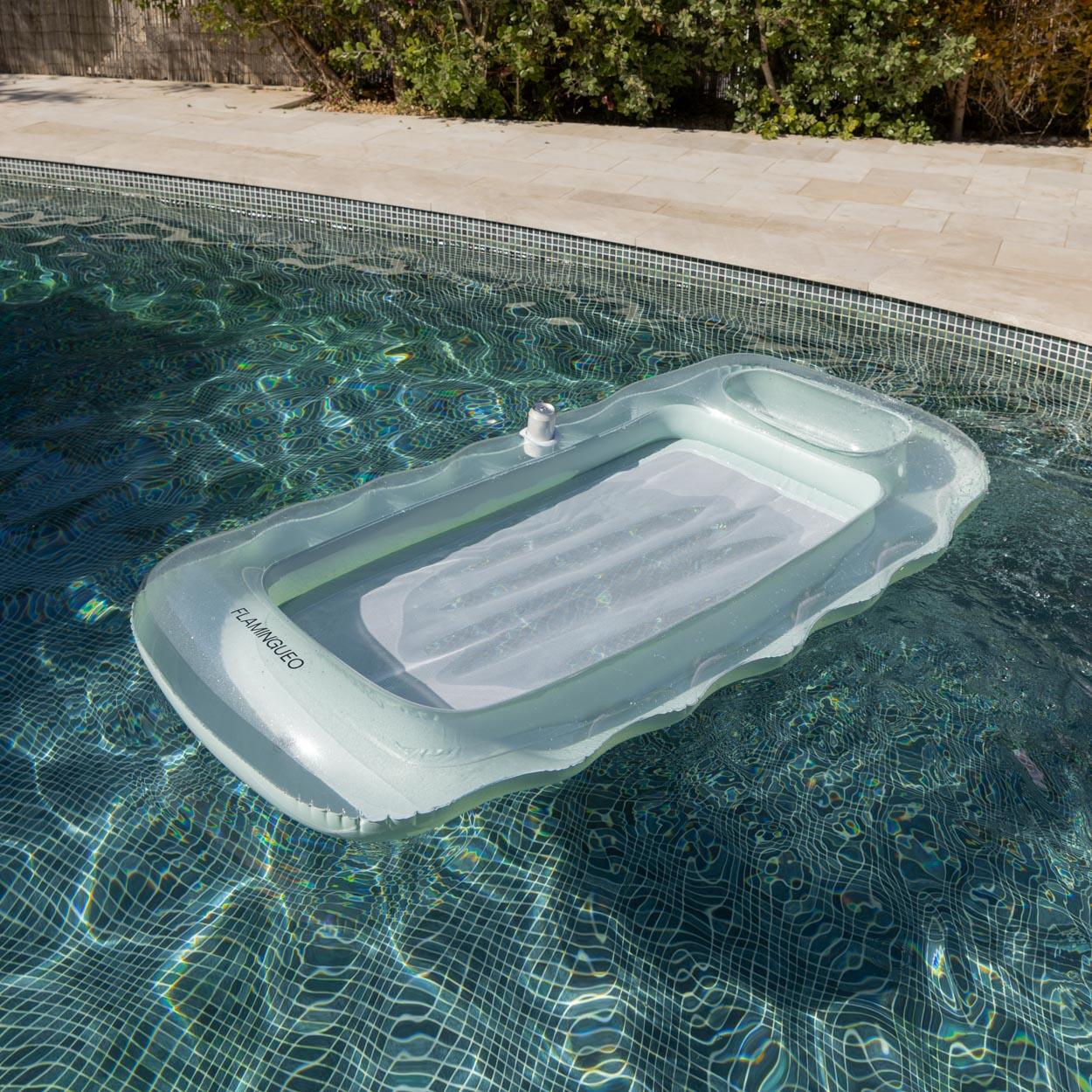 Flamingueo Tumbona Hinchable Rejilla Piscina Flotador PVC Turquesa 2/7
