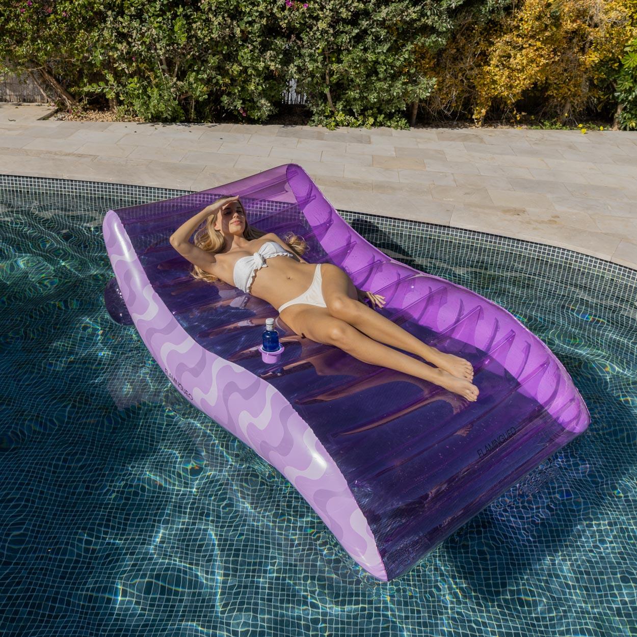 Flamingueo Tumbona Hinchable Piscina Flotador Gigante PVC Morado 2/7