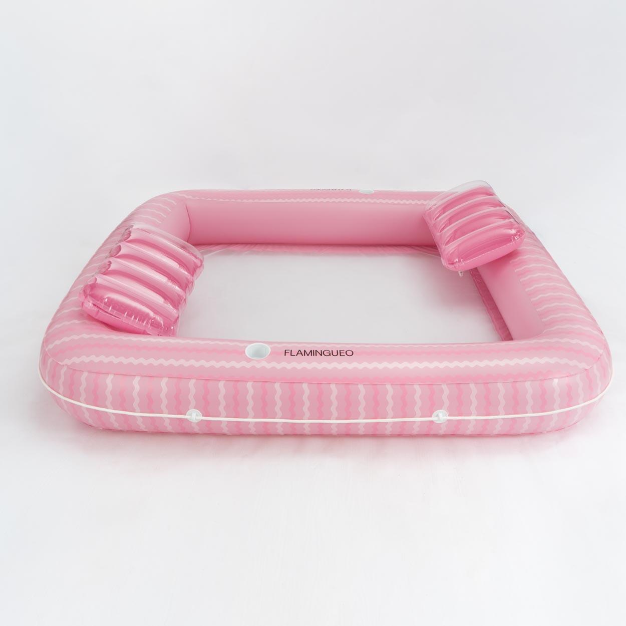 Flamingueo Colchoneta Hinchable Doble PVC Con Rejilla Rosa 2/5
