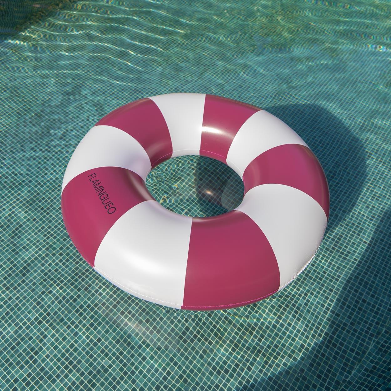 Flamingueo Flotador Gigante Donut Bicolor Colchoneta Piscina PVC Burdeos 2/7