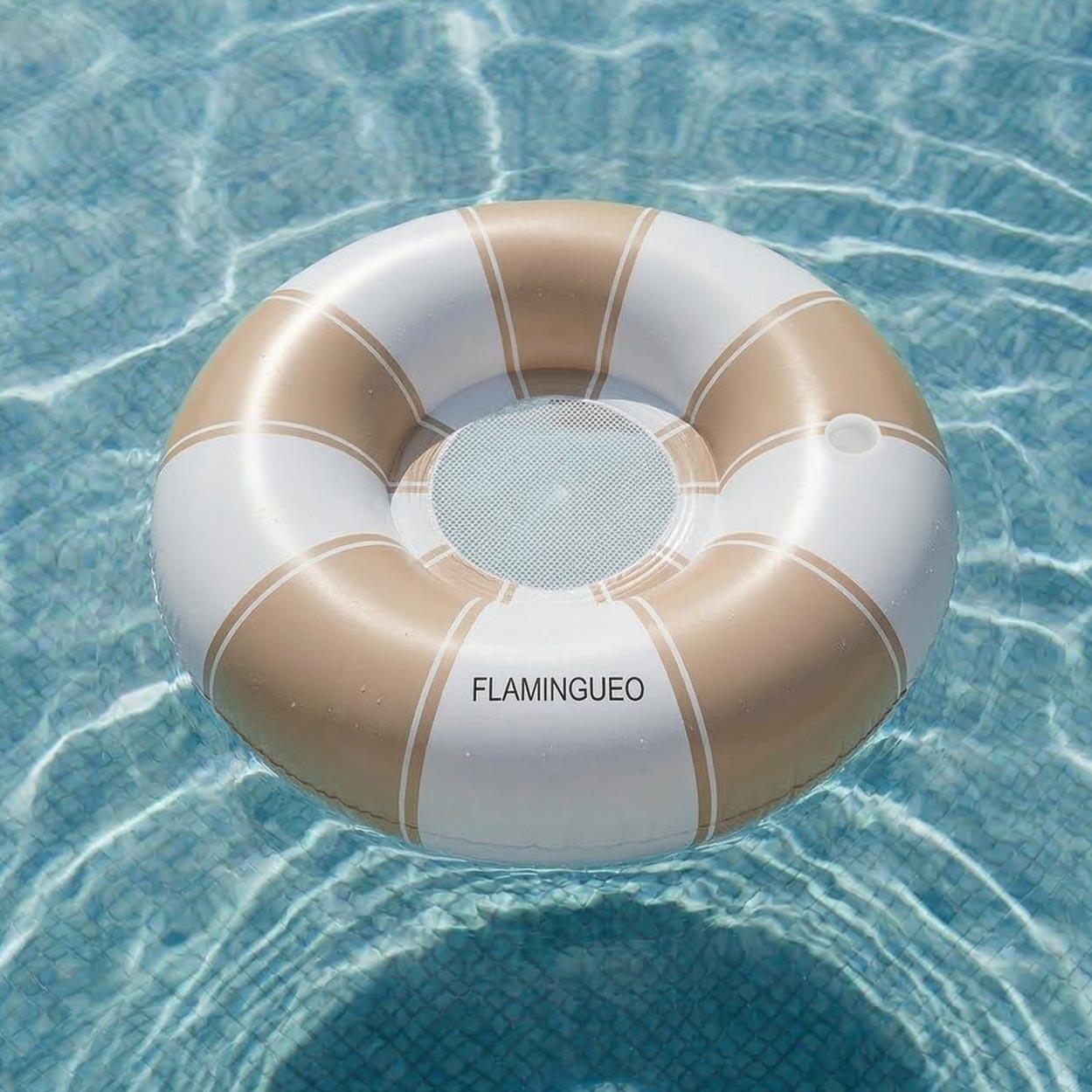 Flamingueo Bouée Gonflable Avec Filet PVC Donut Beige 7/7