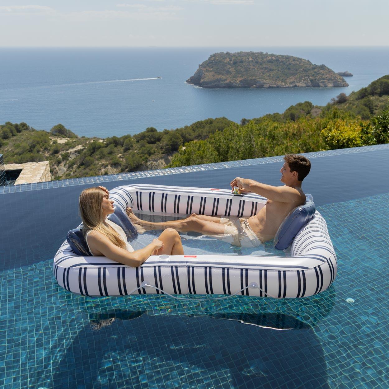 Flamingueo Flotador Gigante Piscina Tumbona PVC Azul 3/7