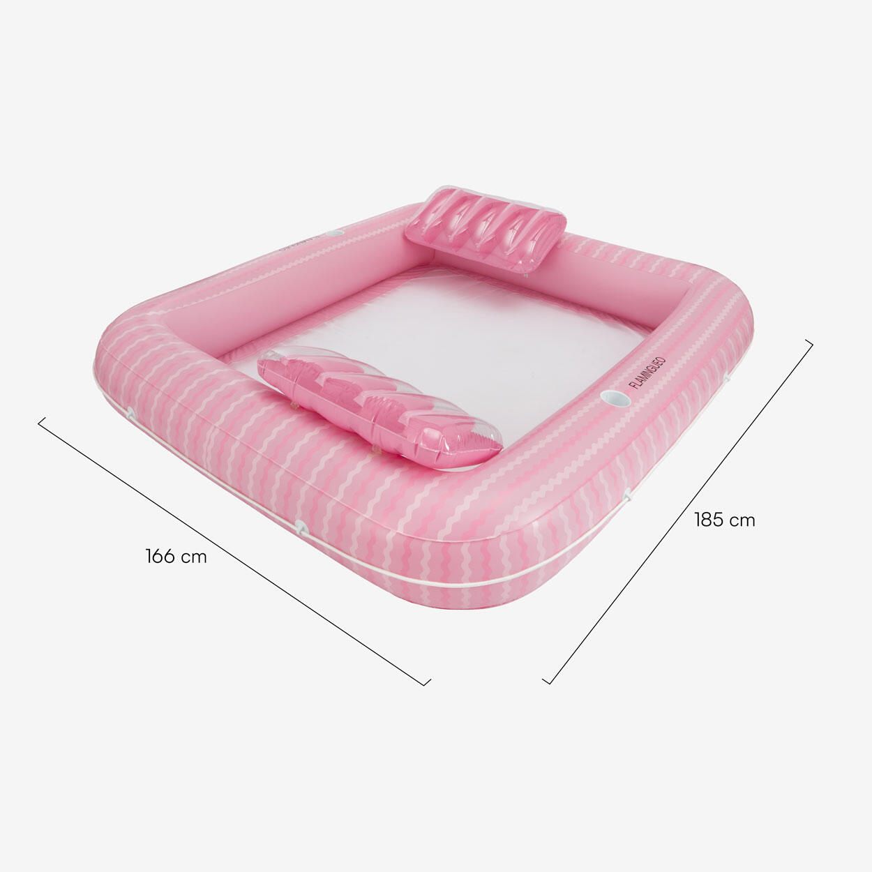 Flamingueo Colchoneta Hinchable Doble PVC Con Rejilla Rosa 5/5