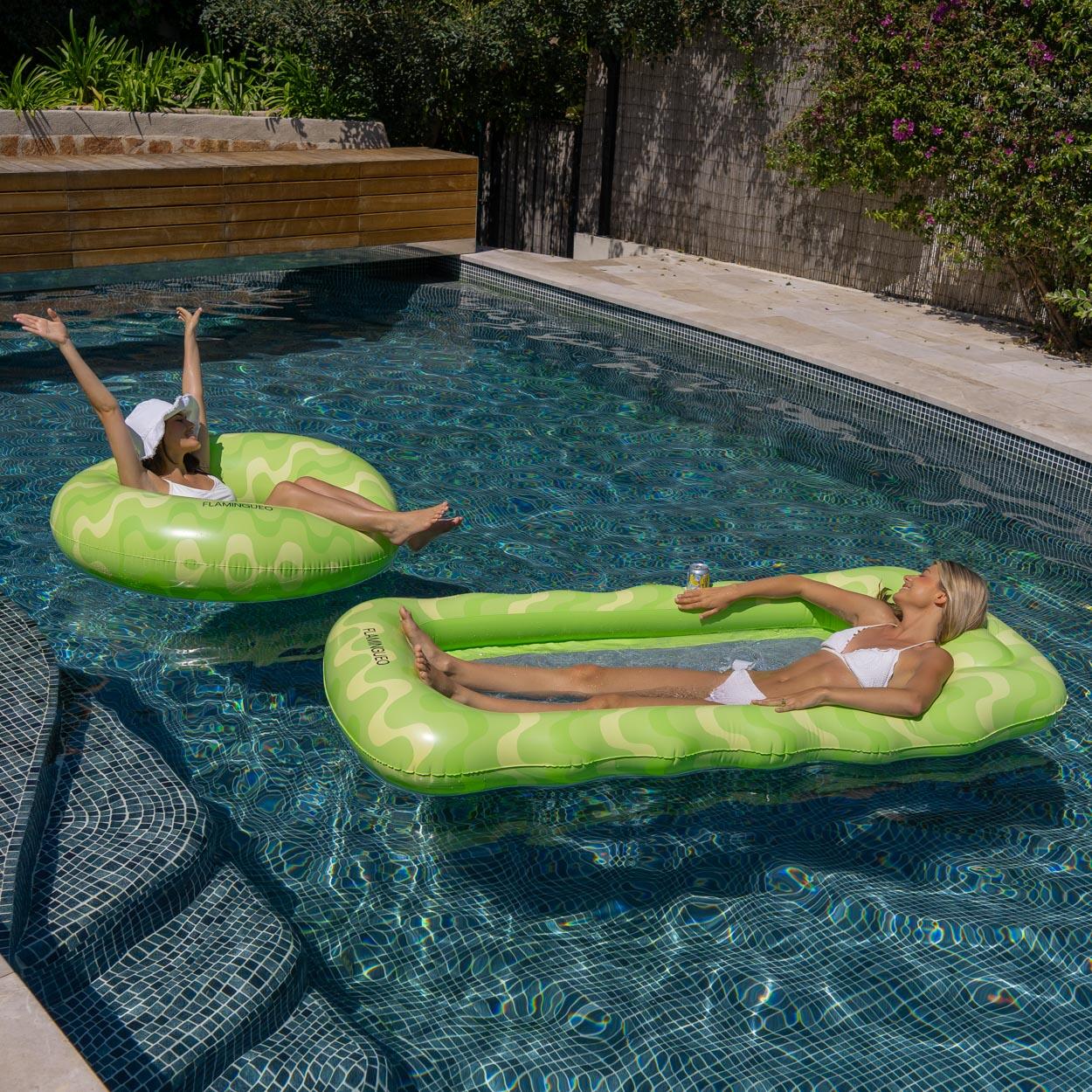 Flamingueo Tumbona Hinchable Rejilla Piscina Flotador PVC Verde 7/7