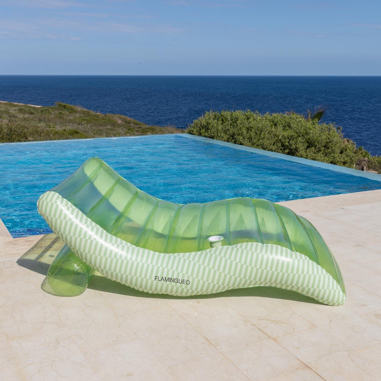 Flamingueo Tumbona Hinchable Piscina Flotador Gigante PVC Verde 7/7