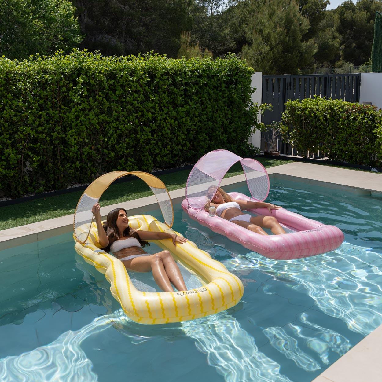 Flamingueo Colchoneta Hinchable PVC Con Parasol Rosa 7/7