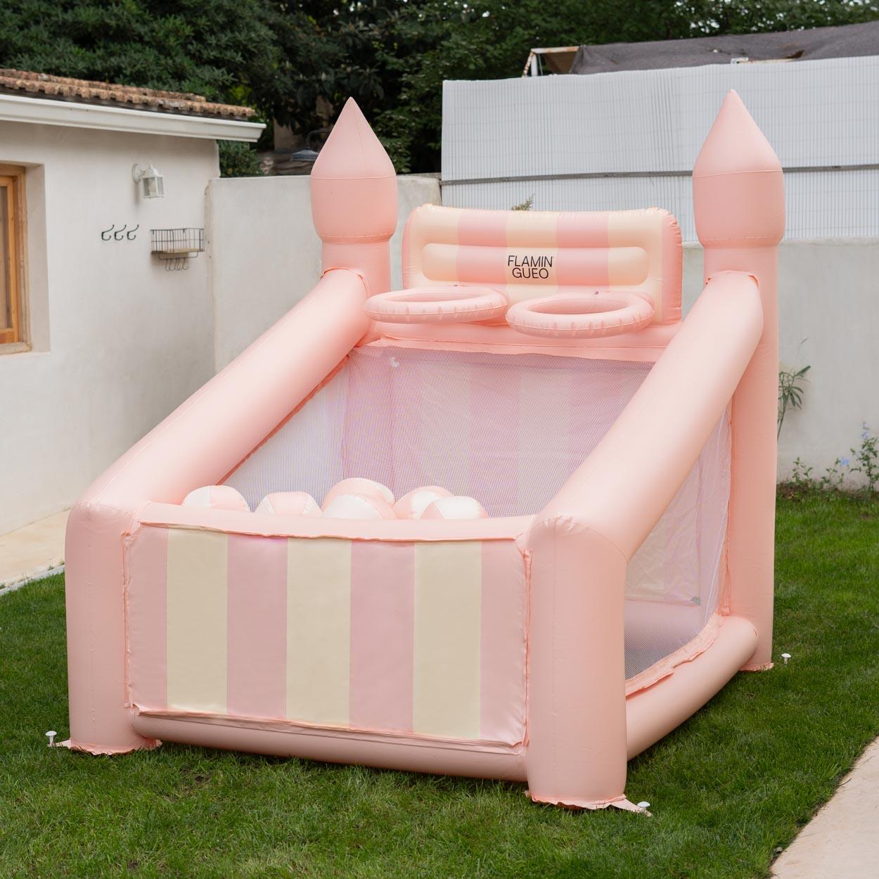 Flamingueo panier gonflable enfant rose pvc 6 balles gonfleur 200cm 5/7