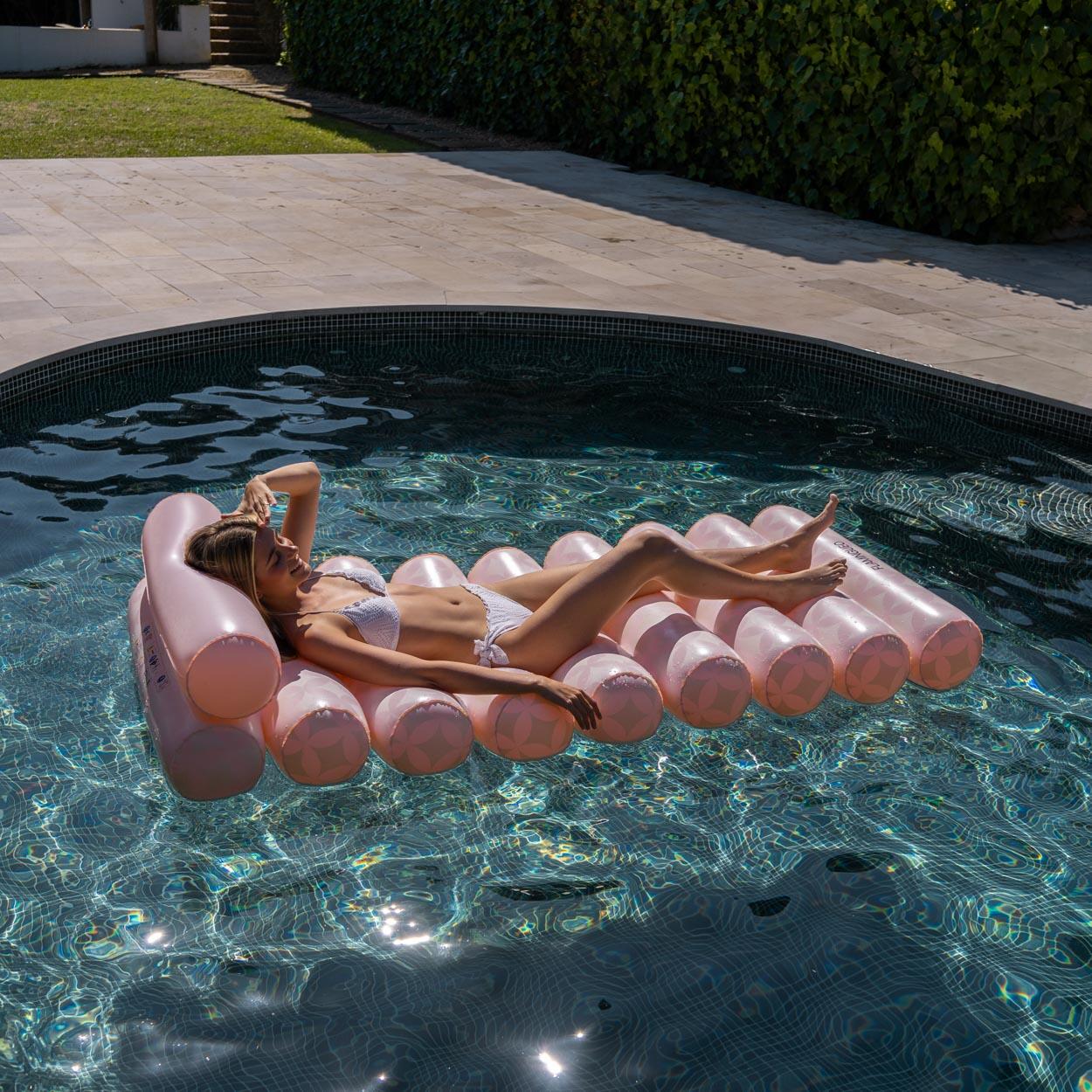 Flamingueo Tumbona Hinchable Flotador Piscina PVC Rosa 5/7