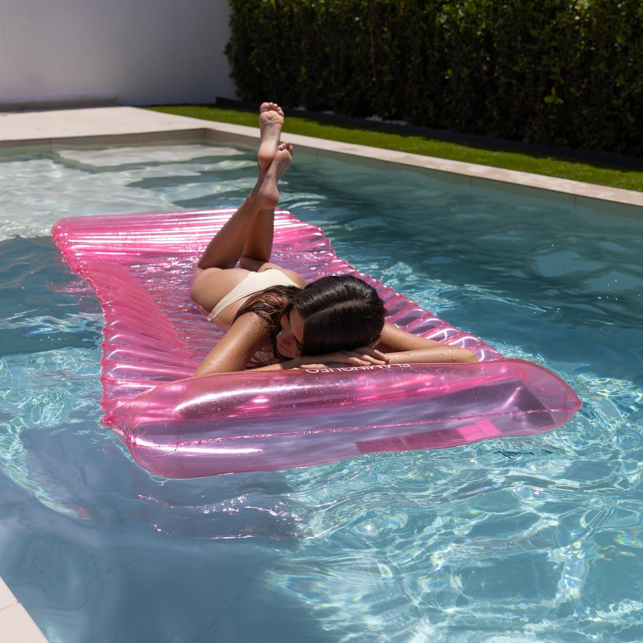 Flamingueo Tumbona Hinchable Flotador Piscina PVC Rosa 7/7