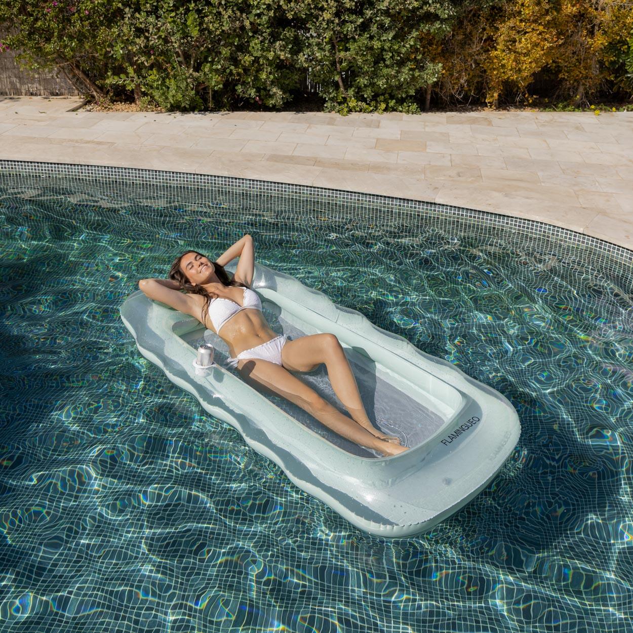 Flamingueo Tumbona Hinchable Rejilla Piscina Flotador PVC Turquesa 4/7