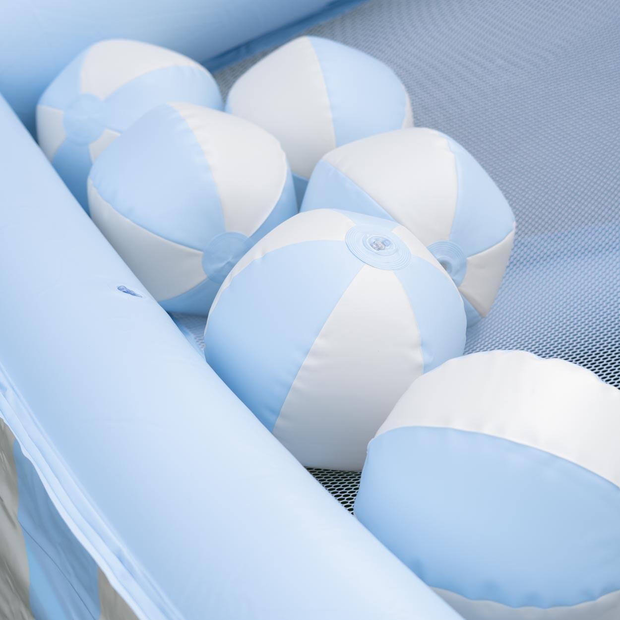 Flamingueo panier gonflable enfant bleu pvc 6 balles gonfleur 200cm 4/7