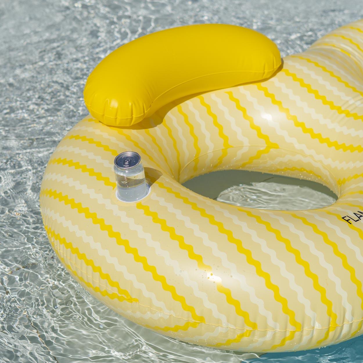 Flamingueo Bouée Gonflable Double PVC Donut Jaune 5/7
