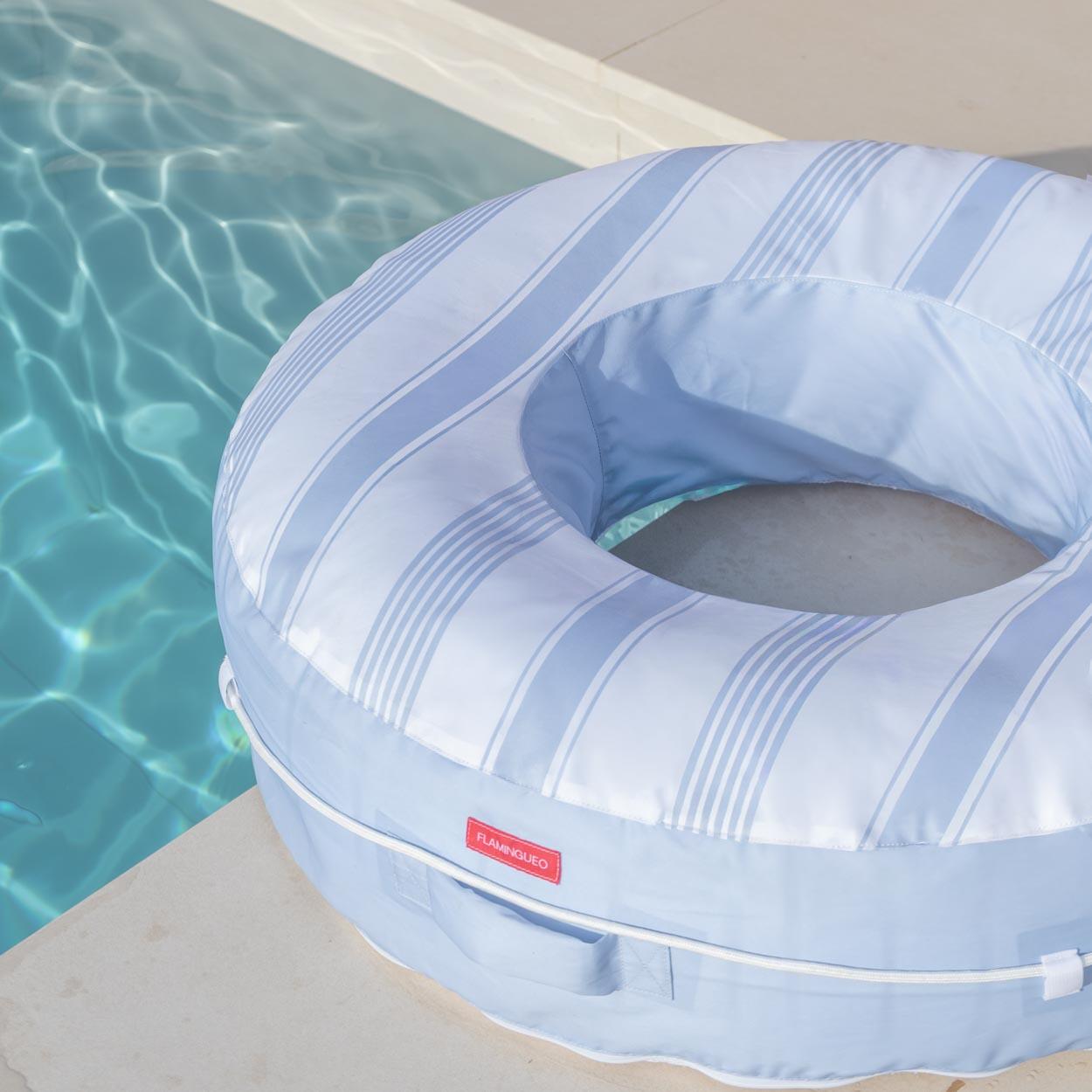 Flamingueo Flotador Donut Premium PVC Con Cuerda Azul 4/6