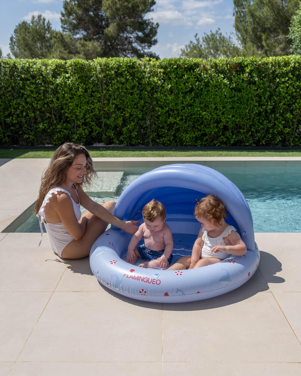 Flamingueo Kinderbad met blauwe PVC-luifel 2/4