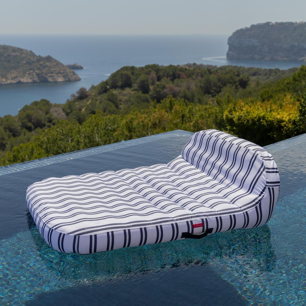 Flamingueo Tumbona Doble Hinchable Flotador Piscina PVC Azul 2/7