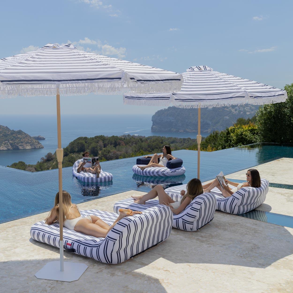 Flamingueo Tumbona Doble Hinchable Flotador Piscina PVC Azul 7/7