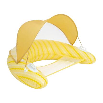 Flamingueo Float Seat PVC mit Gitter und rosa Sonnenschirm