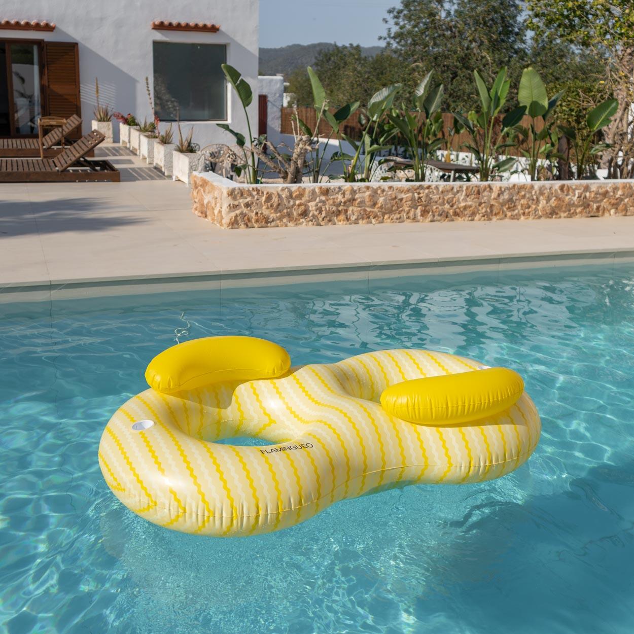 Flamingueo Bouée Gonflable Double PVC Donut Jaune 6/7