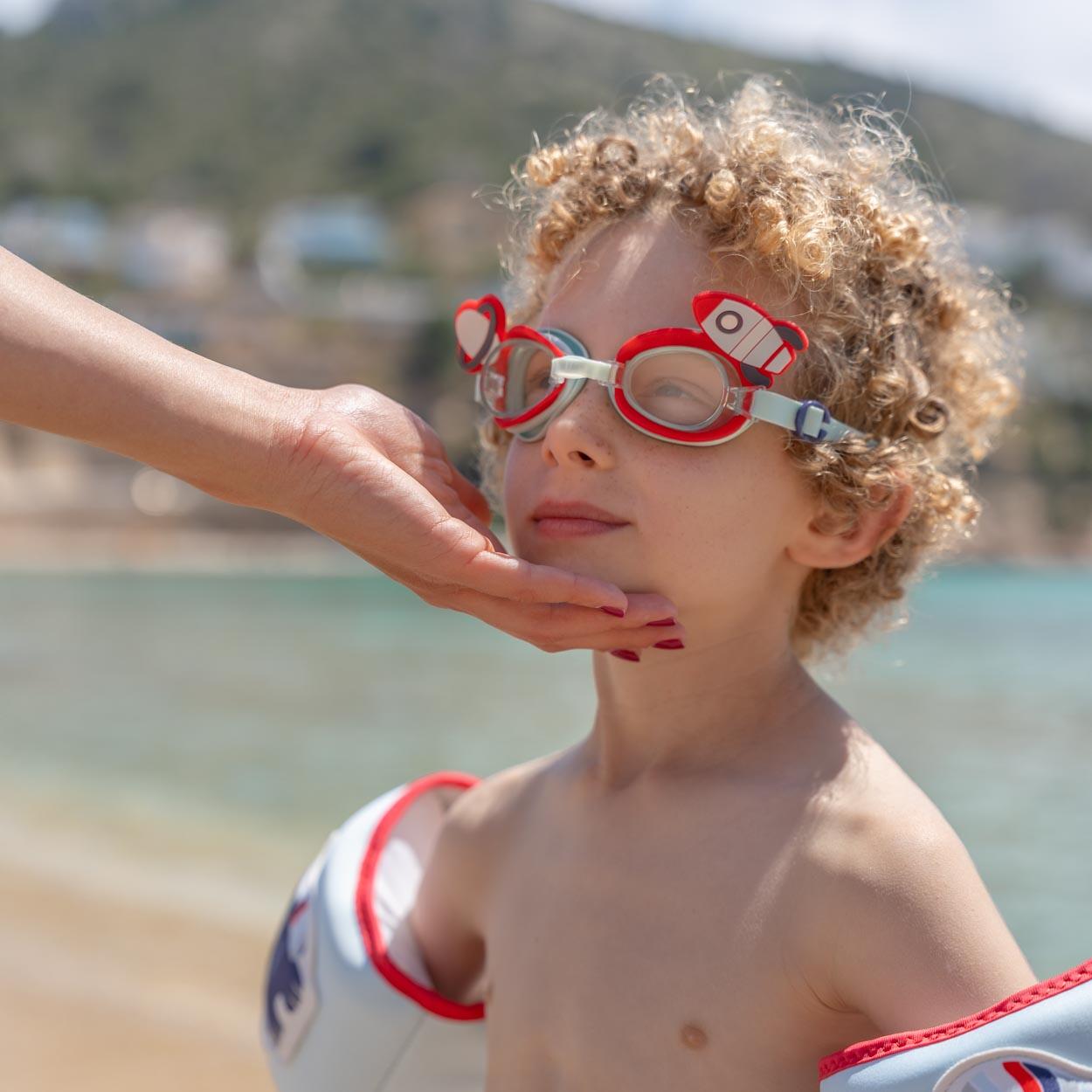 Flamingueo gafas natación infantiles antivaho rojo 2/3