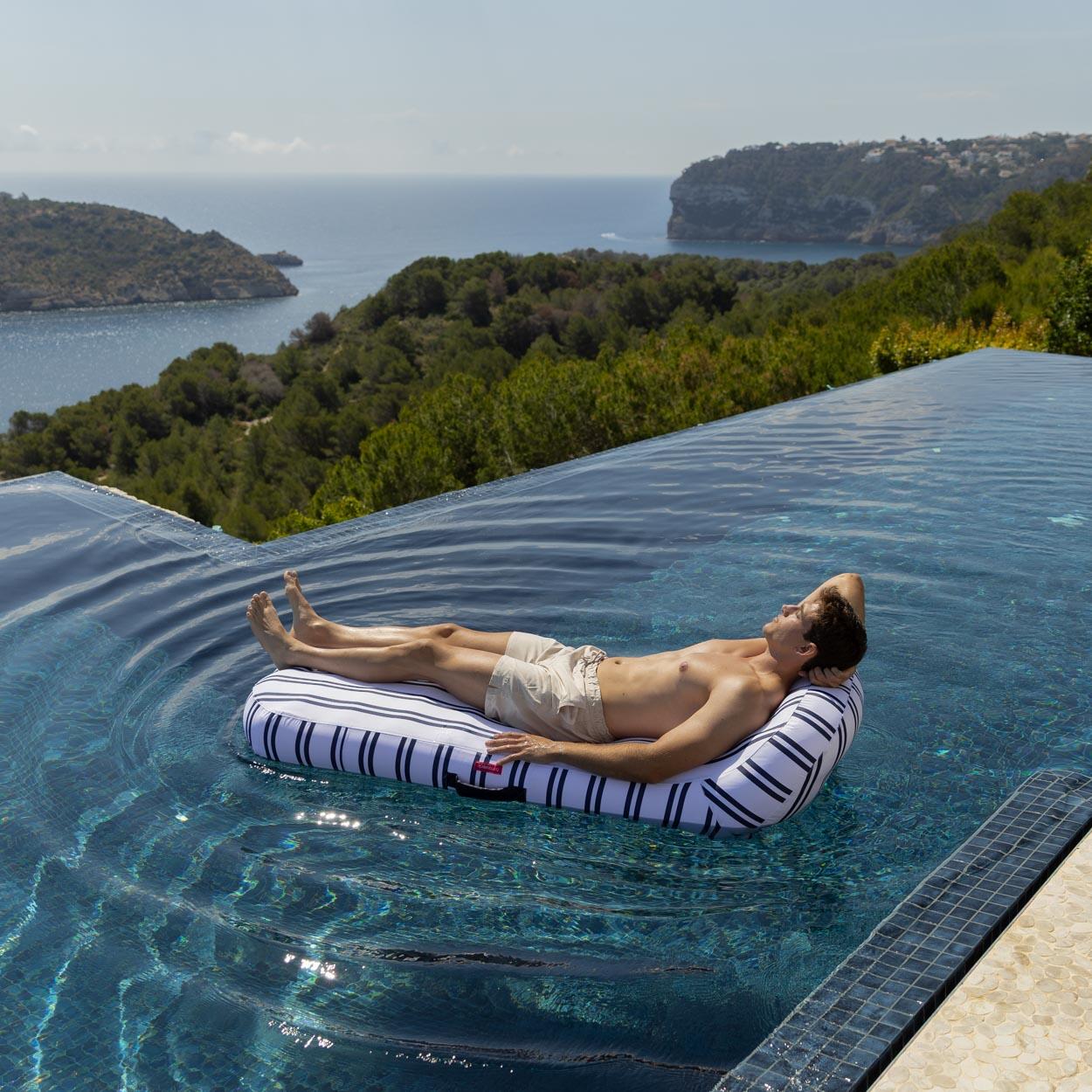 Flamingueo Tumbona Hinchable Flotador Piscina PVC Azul 3/7