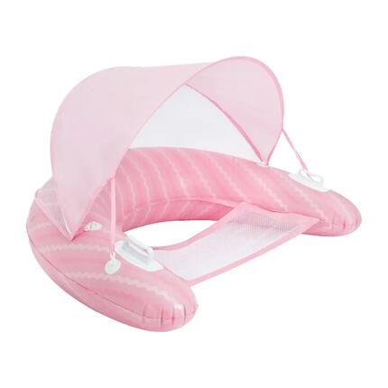 Flamingueo Float Seat PVC mit Gitter und rosa Sonnenschirm