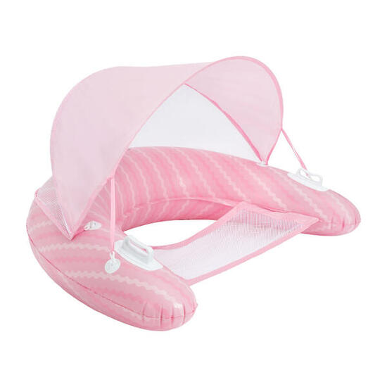 Flamingueo Float Seat PVC mit Gitter und rosa Sonnenschirm