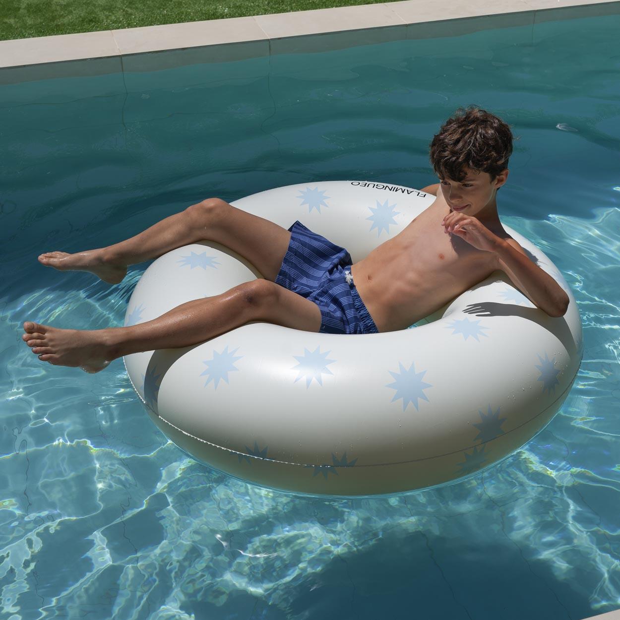 Flamingueo Flotador Gigante Donut Estrellas Colchoneta Piscina PVC Beige 3/7