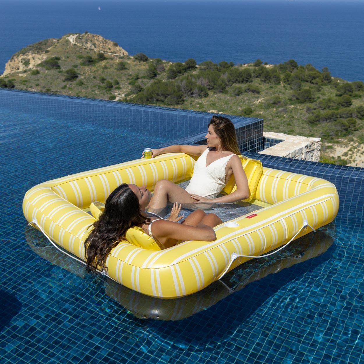Flamingueo Bouee Piscine Matelas Gonflable PVC Jaune 3/7
