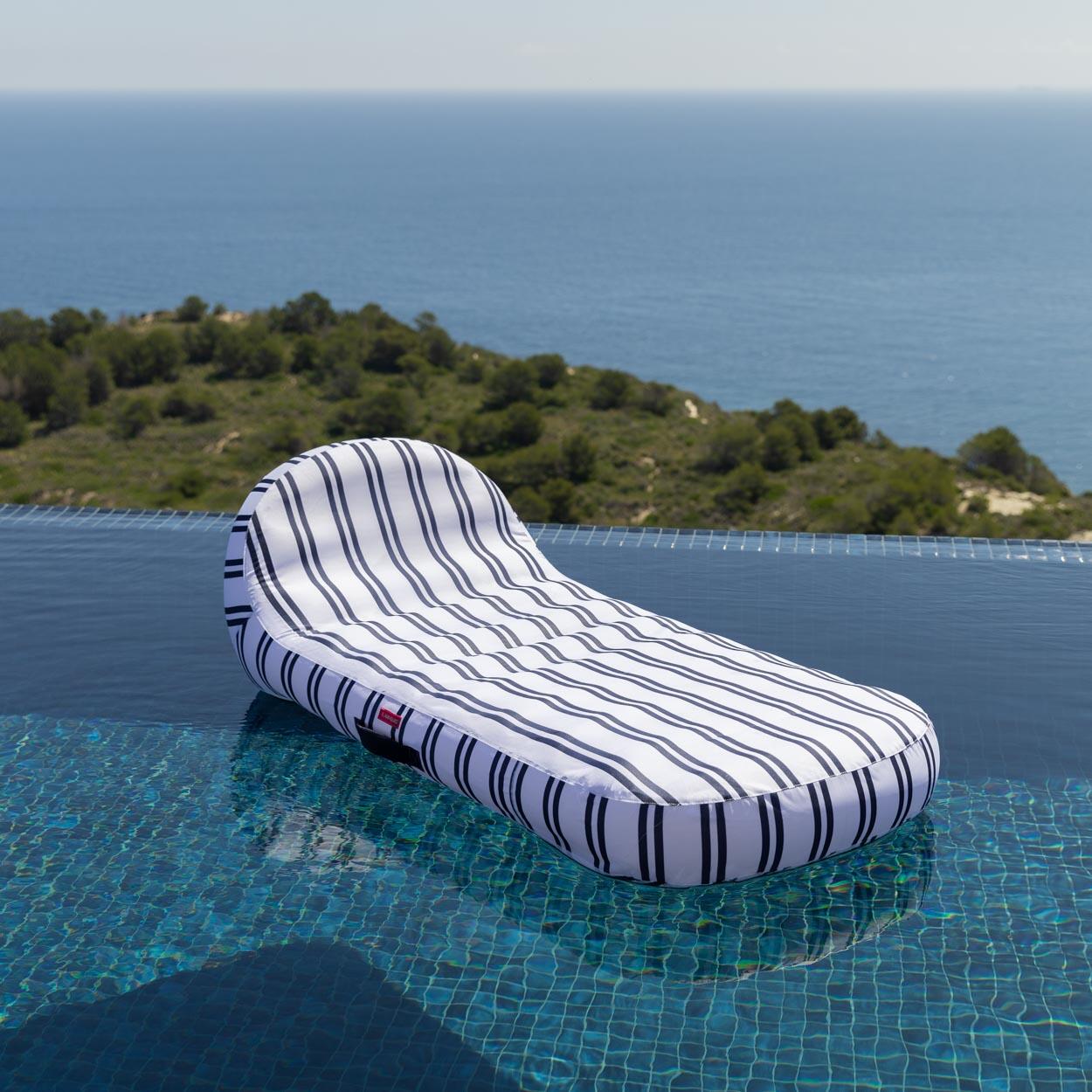 Flamingueo Tumbona Hinchable Flotador Piscina PVC Azul 2/7