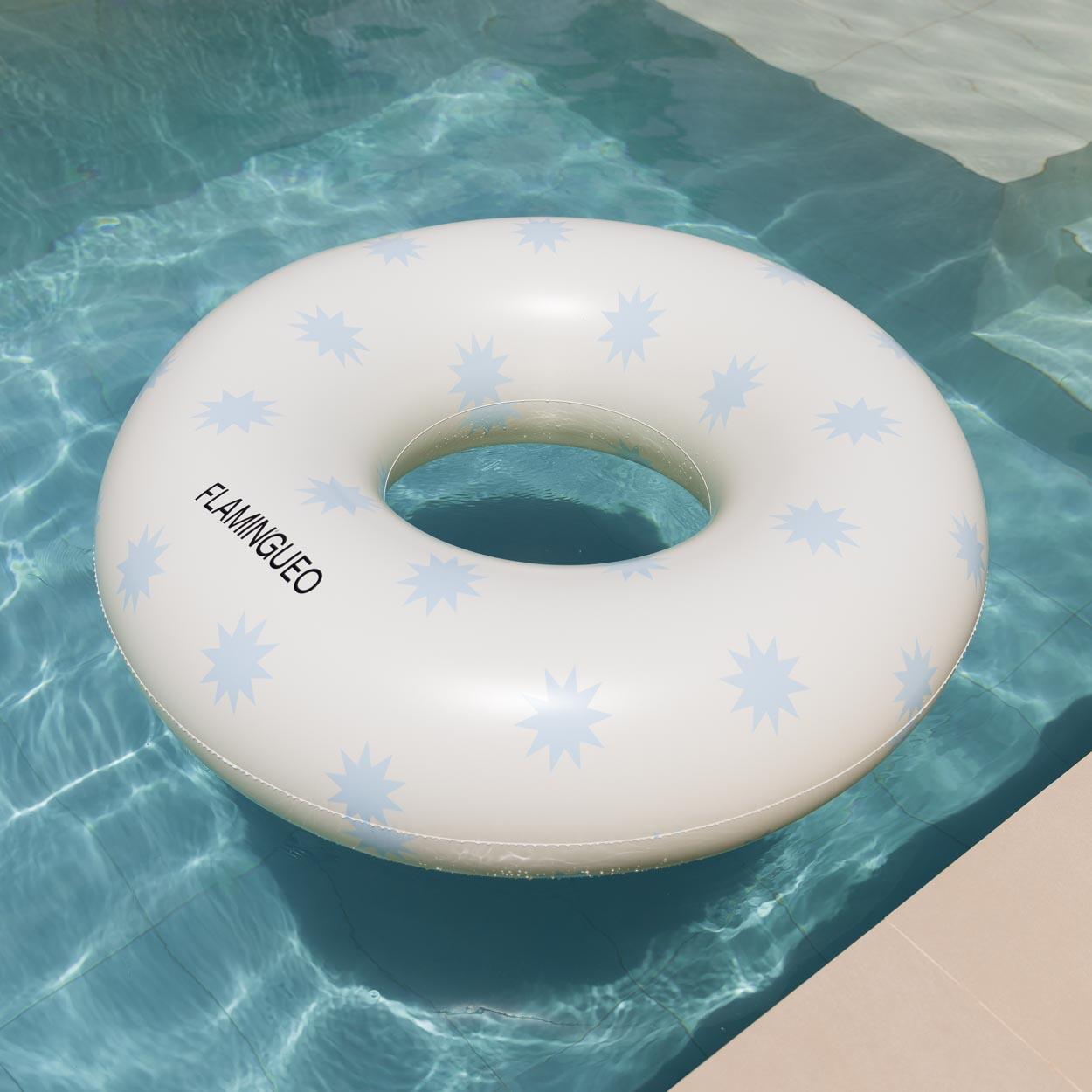 Flamingueo Flotador Gigante Donut Estrellas Colchoneta Piscina PVC Beige 2/7