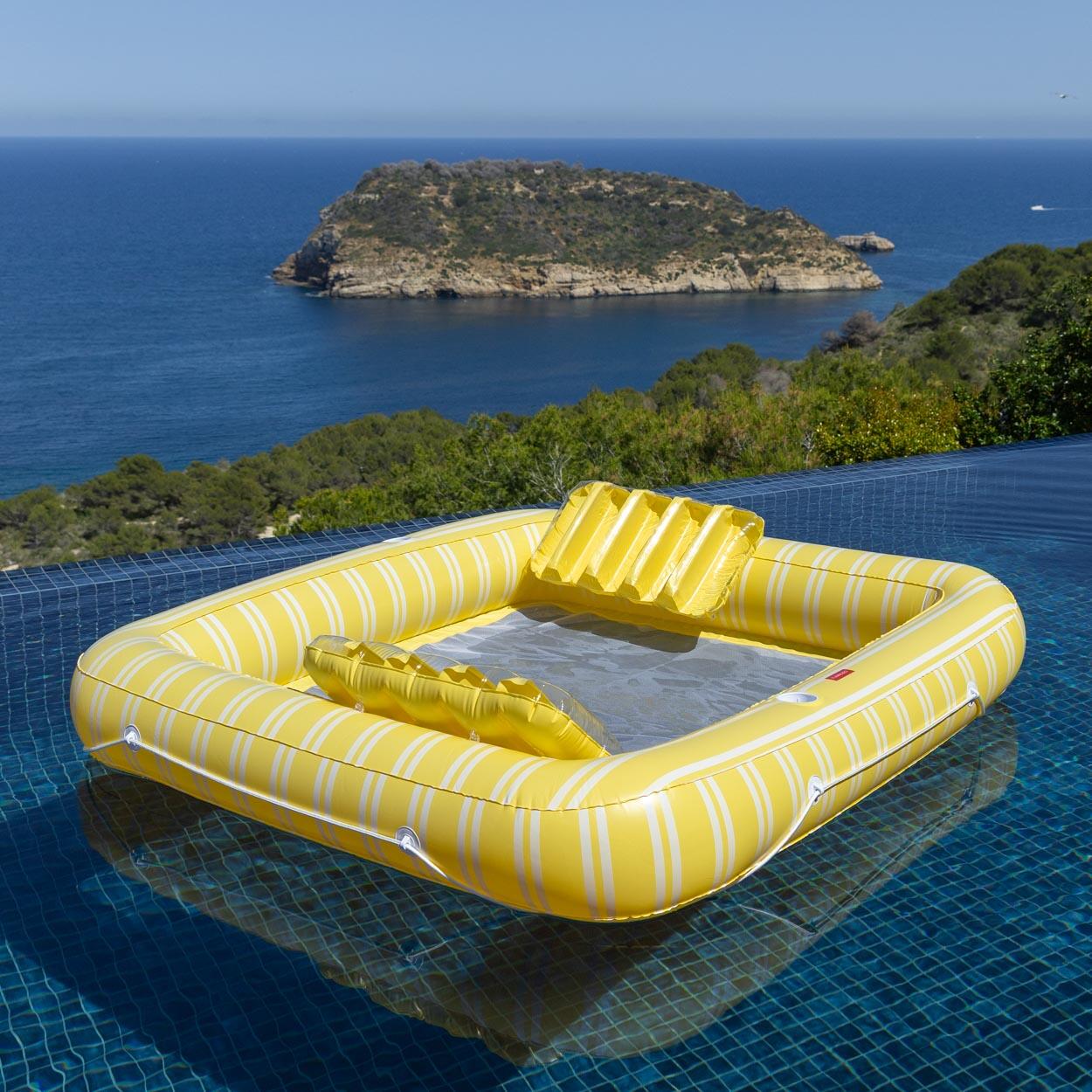 Flamingueo Bouee Piscine Matelas Gonflable PVC Jaune 2/7