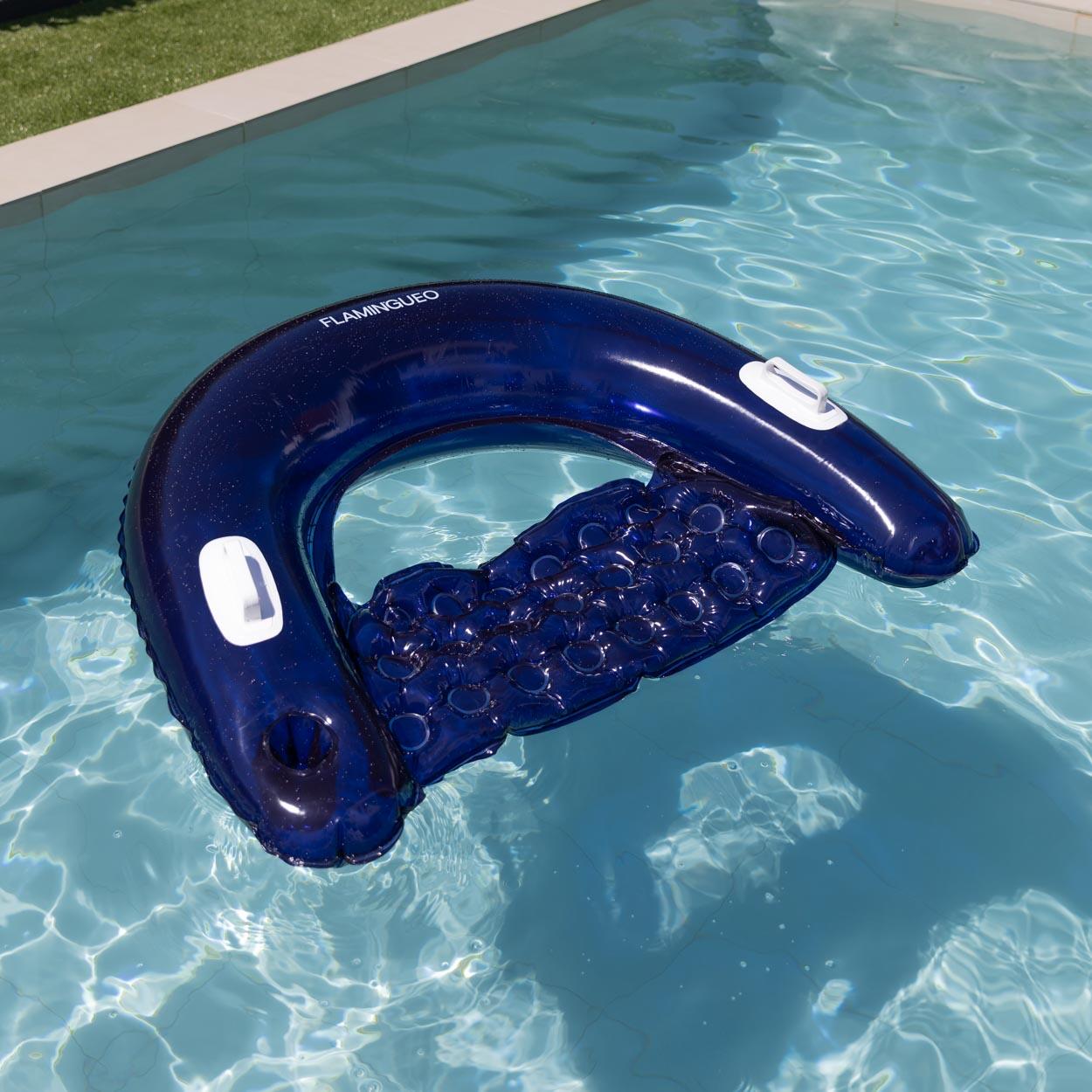 Flamingueo Bouee Piscine Chaise Flottante PVC Bleu 2/7