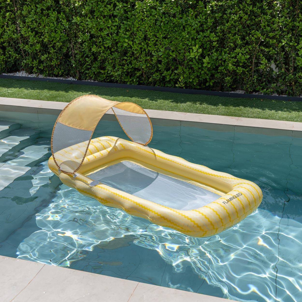 Flamingueo Colchoneta Hinchable PVC Con Parasol Amarillo 7/7