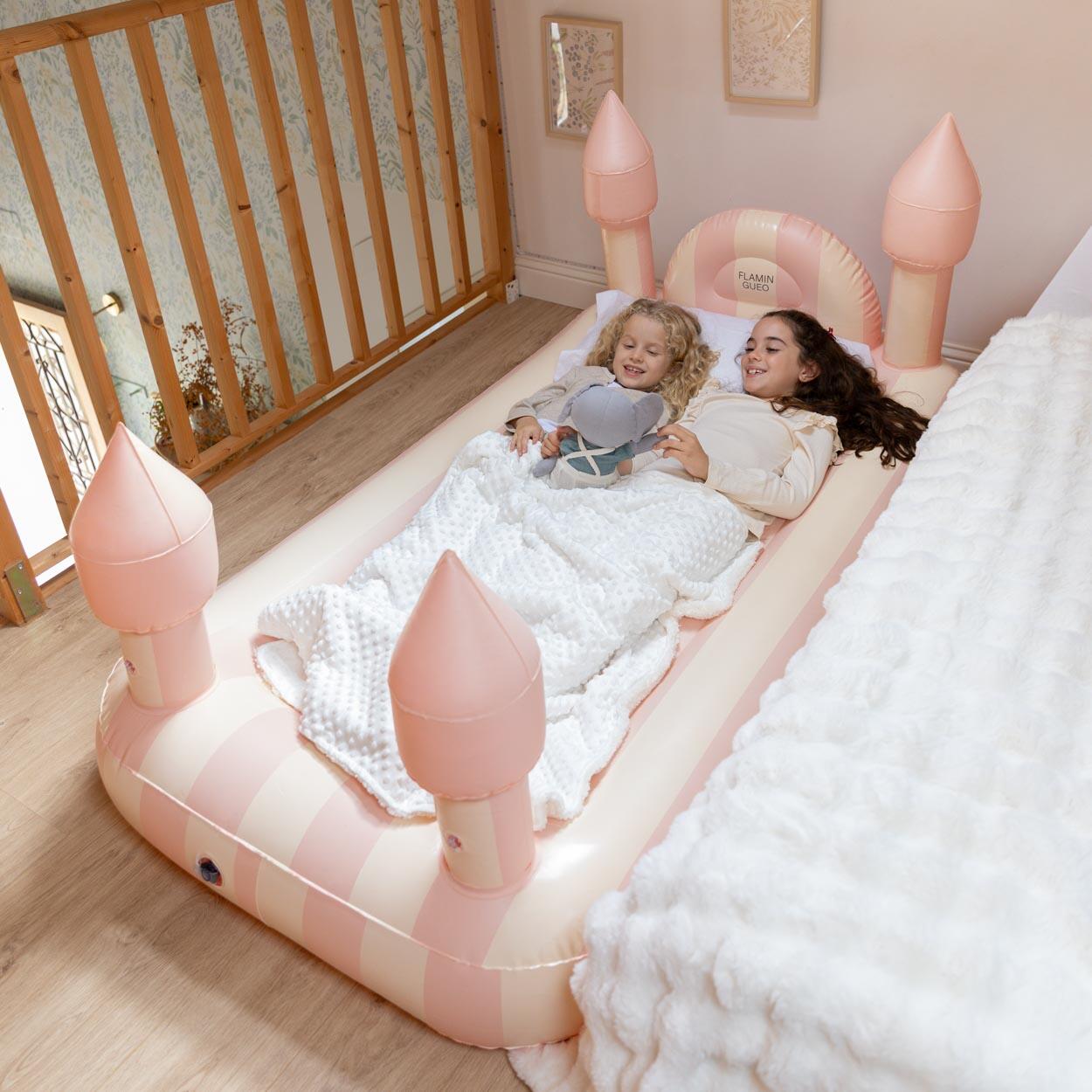 Flamingueo matelas gonflable enfant pvc rose château 188x104x83 cm 3/7