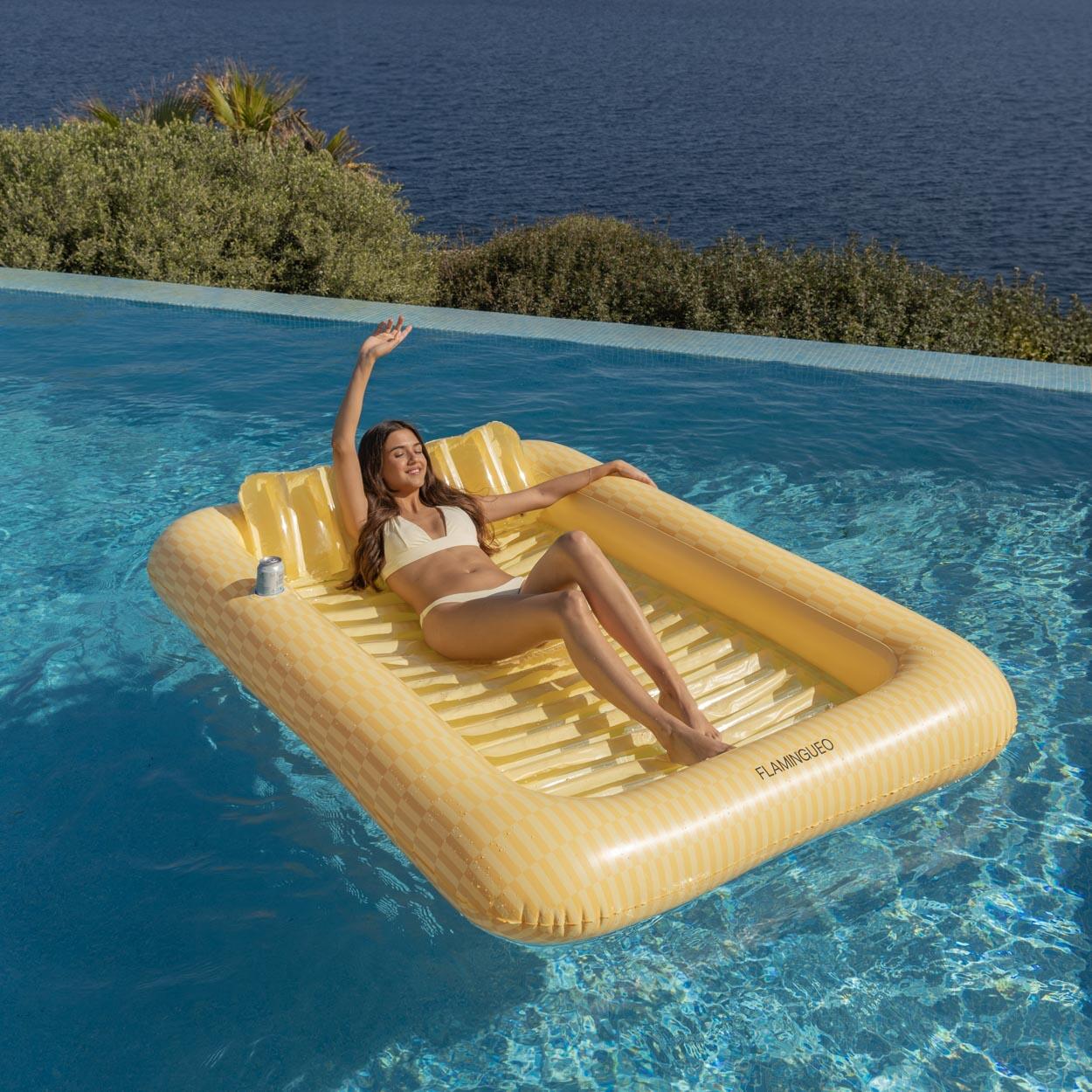 Flamingueo Colchão de Piscina Espreguiçadeira Insuflável PVC Amarelo 7/7