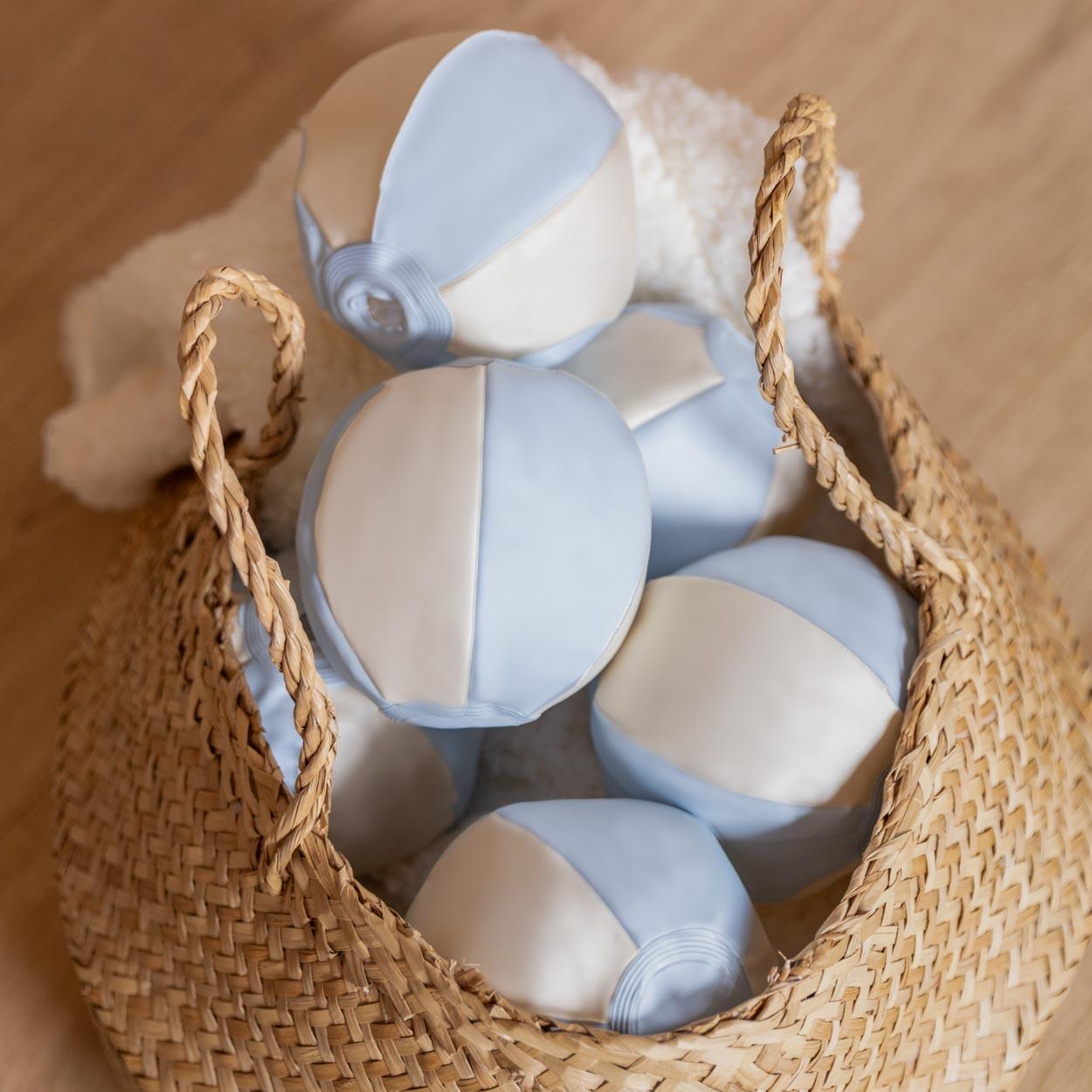 Flamingueo panier gonflable enfant bleu pvc 6 balles gonfleur 145cm 5/6