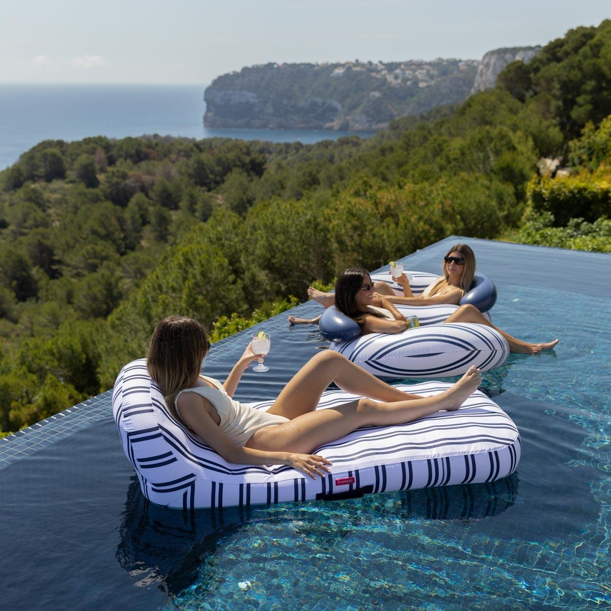 Flamingueo Tumbona Hinchable Flotador Piscina PVC Azul 5/7