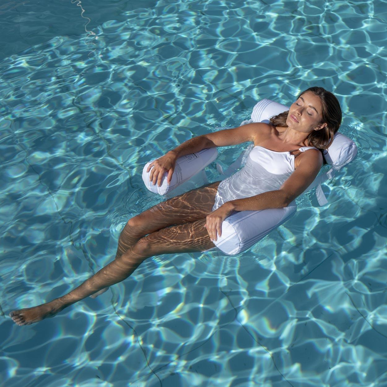 Flamingueo Sillón Hinchable Piscina PVC Con Rejilla Azul 4/5