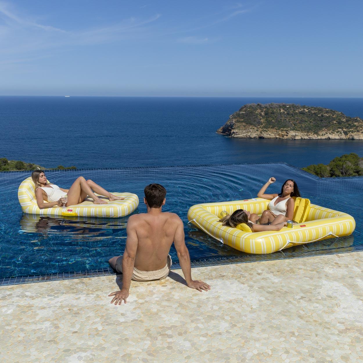 Flamingueo Bouee Piscine Matelas Gonflable PVC Jaune 5/7