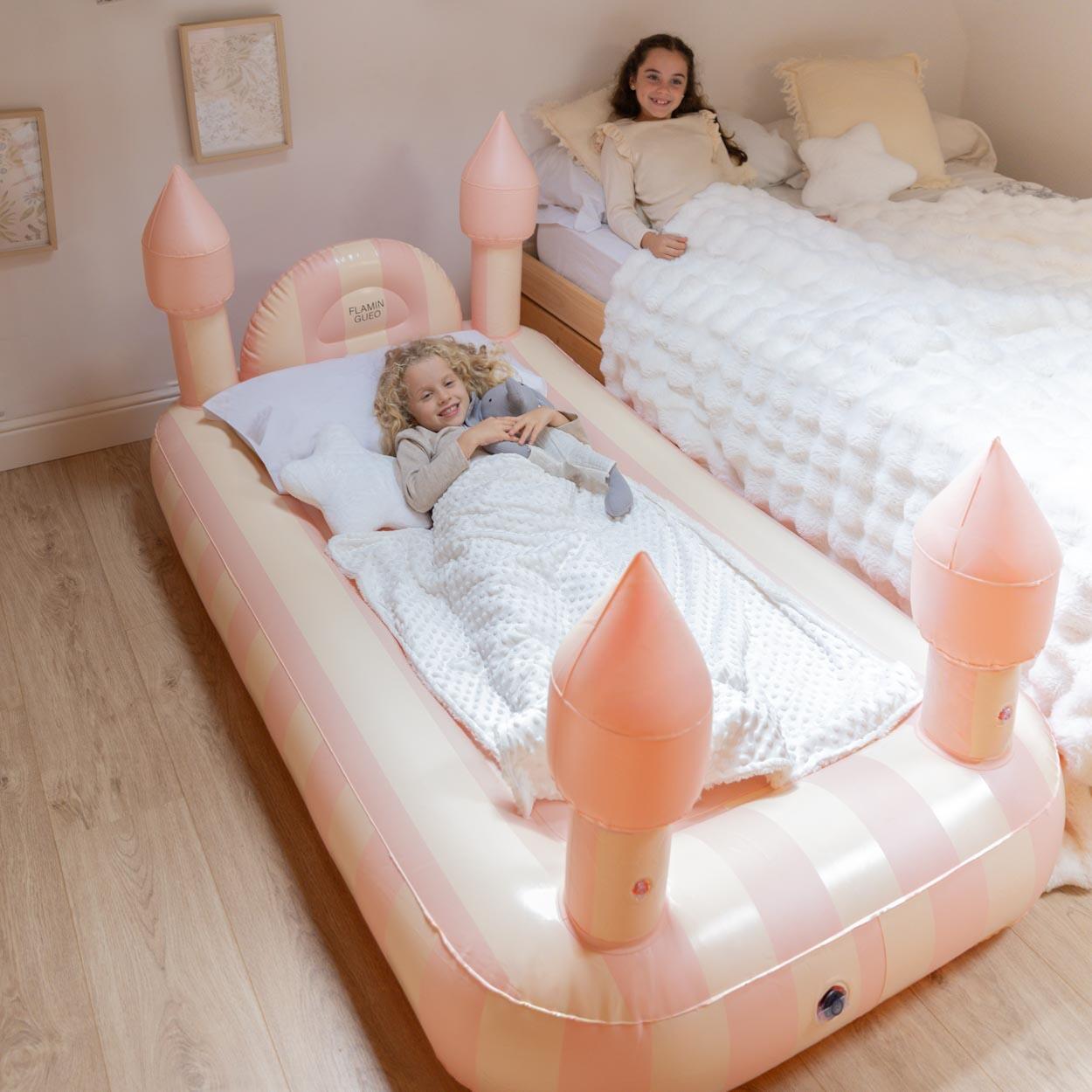 Flamingueo matelas gonflable enfant pvc rose château 188x104x83 cm 2/7