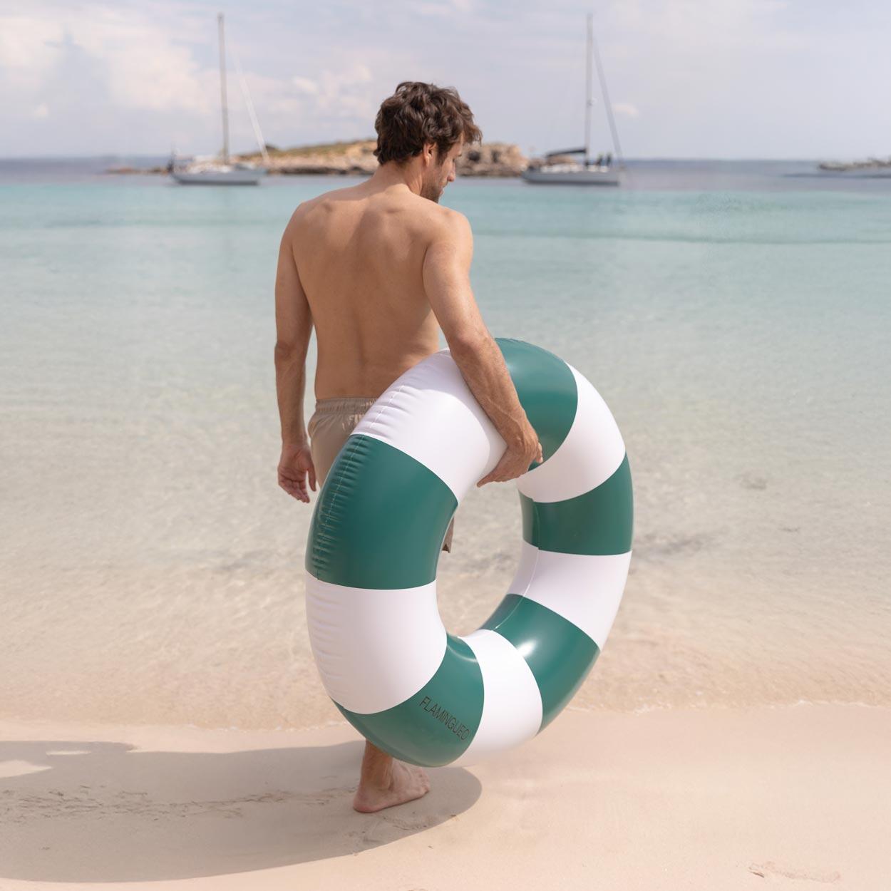 Flamingueo Flotador Gigante Donut Bicolor Colchoneta Piscina PVC Verde 5/7
