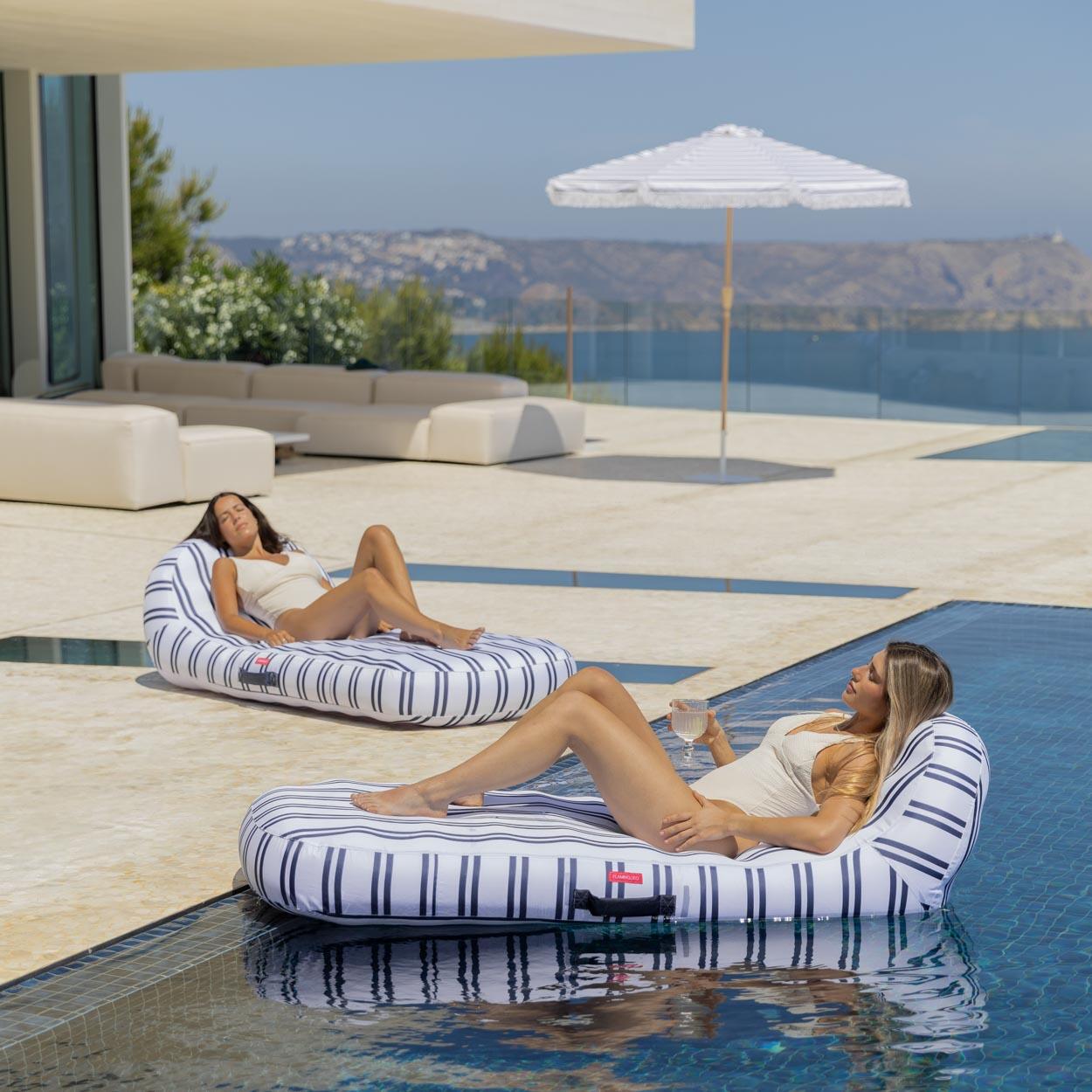 Flamingueo Tumbona Hinchable Flotador Piscina PVC Azul 4/7