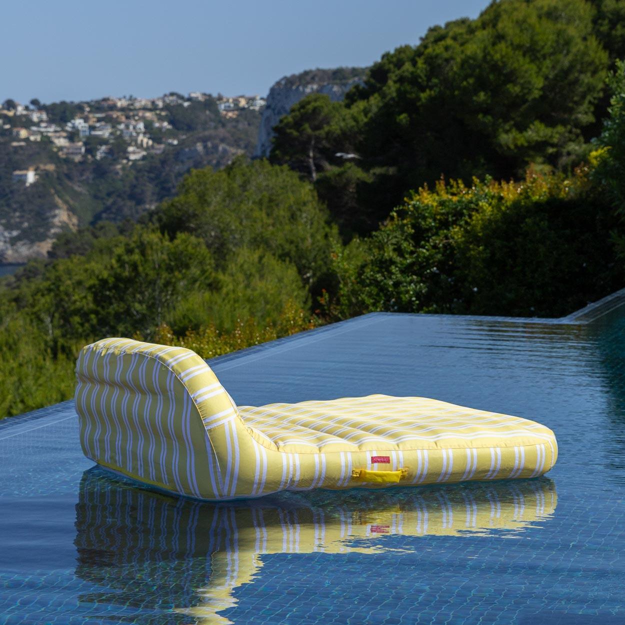 Flamingueo Tumbona Doble Hinchable Flotador Piscina PVC Amarilla 5/7