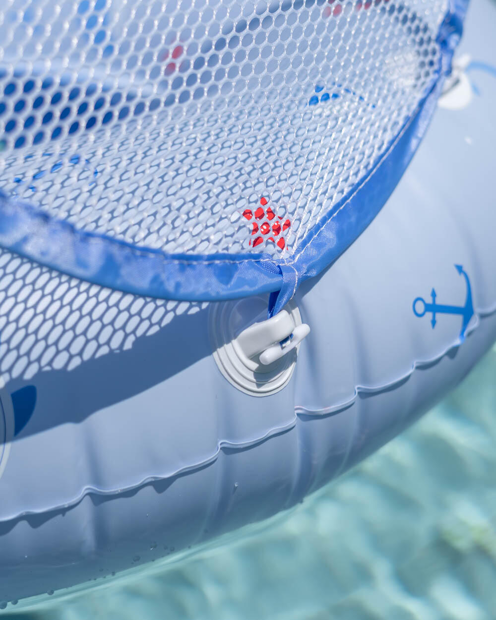 Flamingueo Flotador Bebé Con Asiento Y Capota PVC Azul 3/4